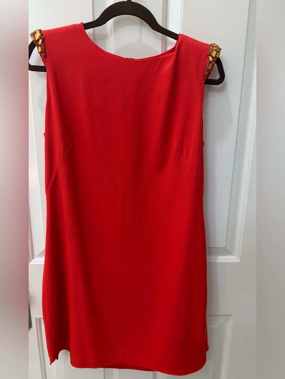 Ted Baker Red Mini Dress with Gold Embellished Shoulders